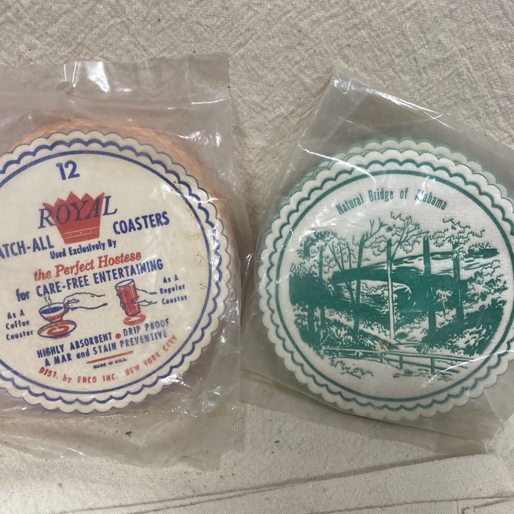 VINTAGE NATURAL BIRDGE OF ALABAMA COSTER SETS